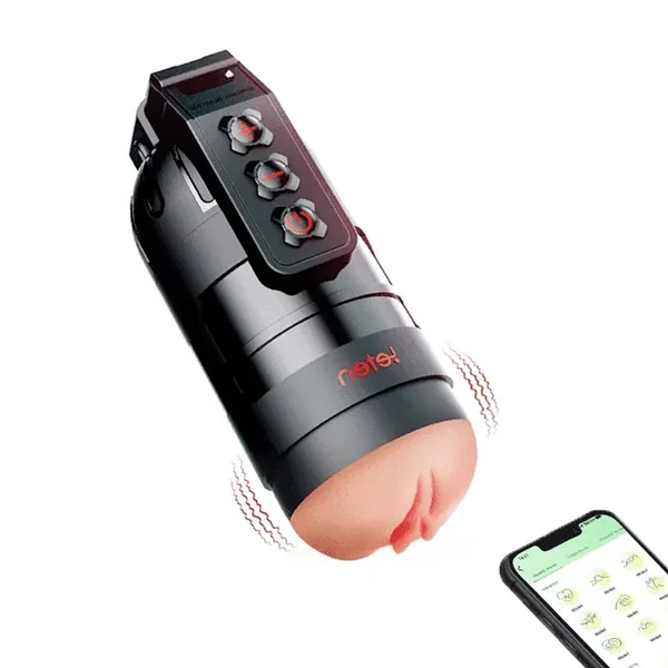 2 In 1 Powerful Vibration Male Fleshlight Pocket Pussy Mobile APP Remote Control