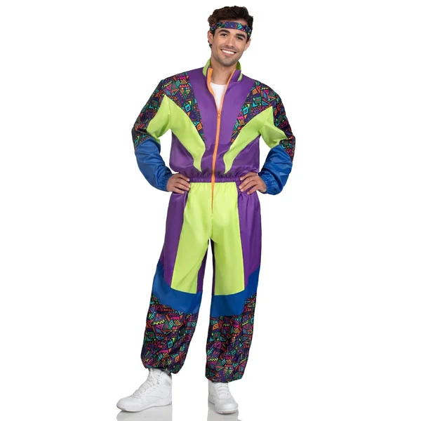 2 Piece Retro 80S Tracksuit, Includes Zip-Up Tracksuit & Headband