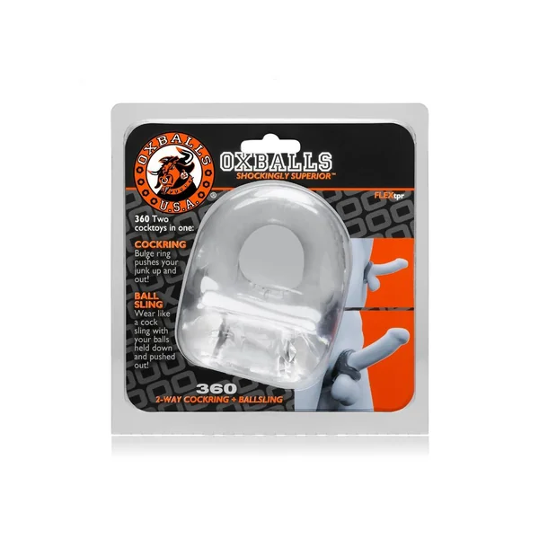 2-Way Cockring And Ballsling - Clear