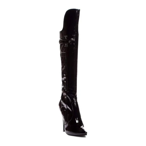 511-SADIE Knee Boot | Black Patent