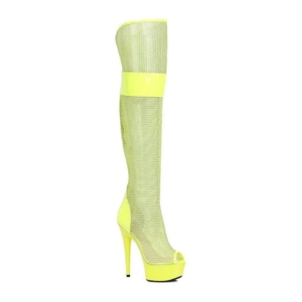 609-IVY Thigh Boot | Yellow Patent