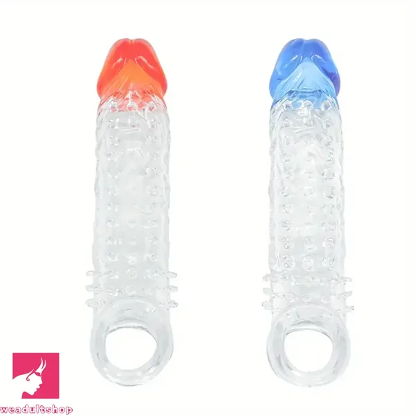 8.46in Clear Anatomy Big Spiked Penis Sleeve Dildo For Enlargement