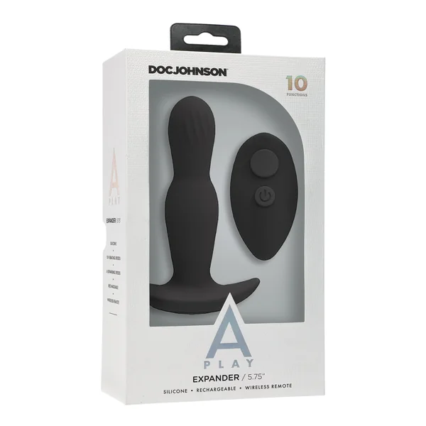 A Play Expander Rechargeable Silicone Anal Plug w/Remote - Black
