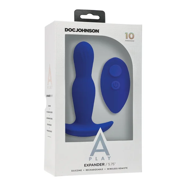 A Play Expander Rechargeable Silicone Anal Plug w/Remote - Royal Blue
