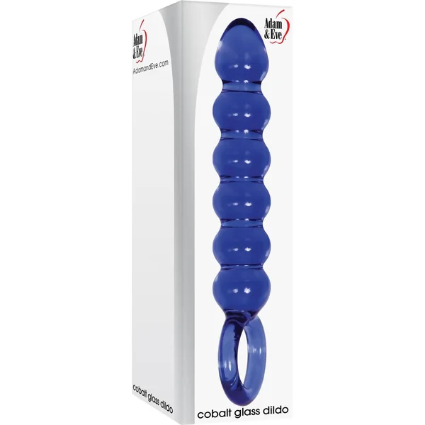 Adam and Eve - Cobalt Glass Dildo Beaded - Blue