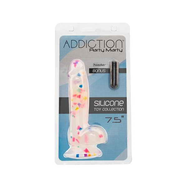 Addiction Silicone Toy Collection Party Marty 7.5 inches Dildo Frost Confetti