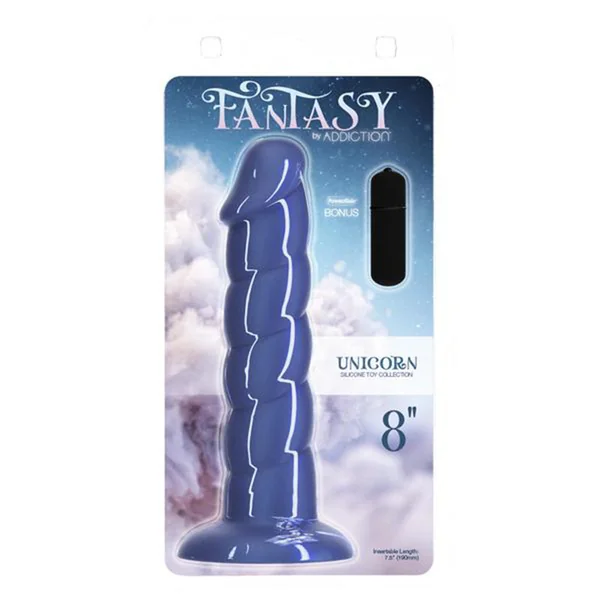 Addiction Unicorn Fantasy Dong 8 inches Blue With PowerBullet