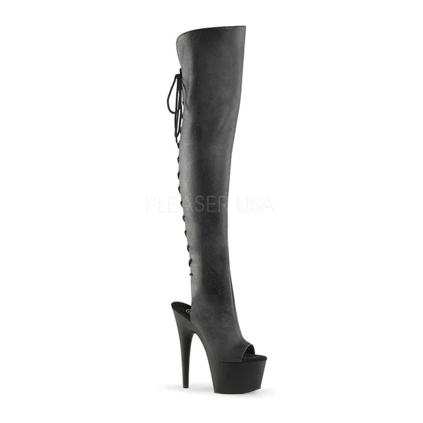 ADORE-3019 Platform Boot | Black Faux Leather