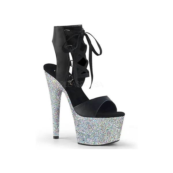 ADORE-700-14LG Platform Sandal | Black Faux Leather