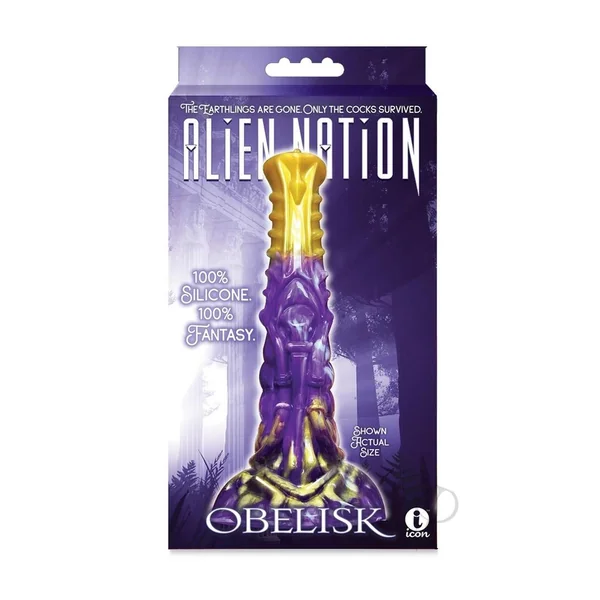 Alien Nation Obelisk Silicone Dildo - Purple/Gold