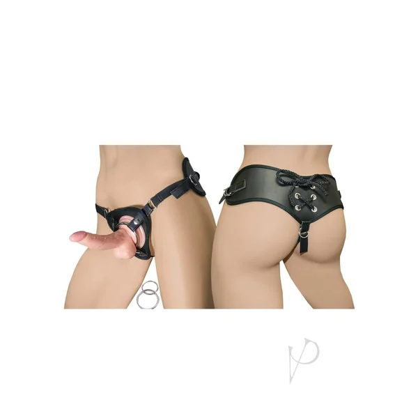 All American Whoppers Curved Dong Dildo Strap On Harness Kit Flesh 5 Inch