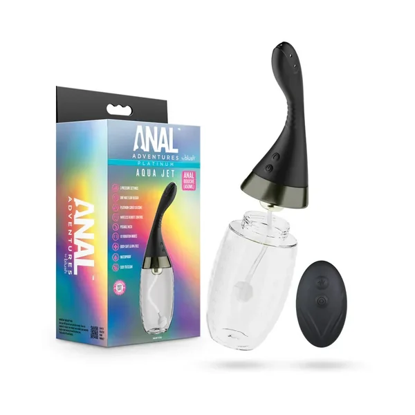 Anal Adventures Platinum Aqua Jet Rechargeable Silicone Anal Douche with Remote