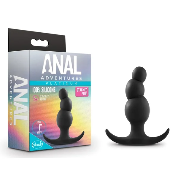 Anal Adventures Platinum By Blush® | Stacked Black 3.25-Inch Anal Plug