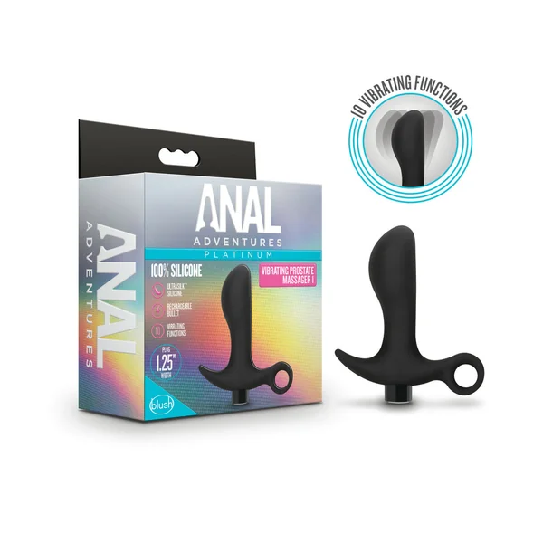 Anal Adventures Platinum Silicone Rechargeable Vibrating Prostate Massager 01 - Black