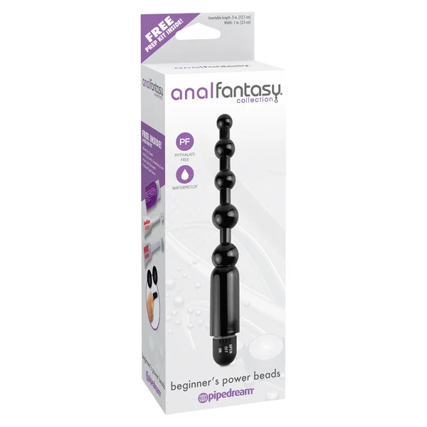 Anal Fantasy Collection Beginner's Power Beads Waterproof 5in - Black