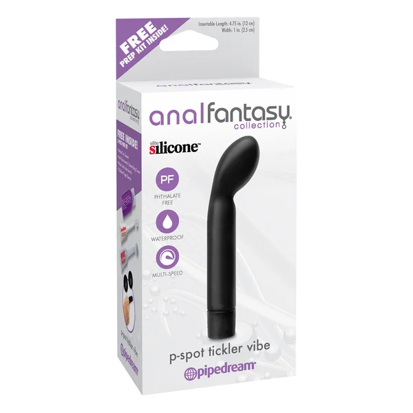 Anal Fantasy Collection P-Spot Tickler Silicone Vibe Waterproof Black 4.75 Inch