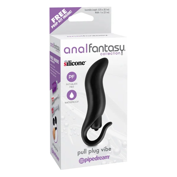 Anal Fantasy Collection Pull Plug Silicone Vibe Waterproof Black 3.25 Inch