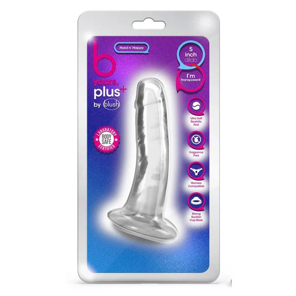 B Yours Plus Hard n' Happy Realistic Dildo 5.5in - Clear