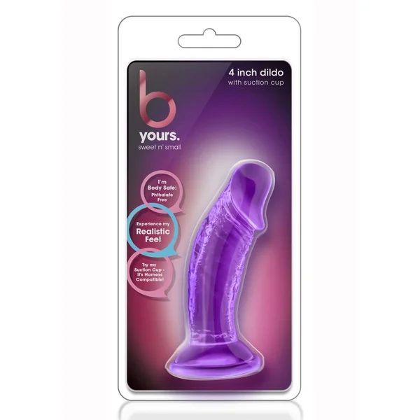 B Yours Sweet N' Small Dildo with Suction Cup 4.5in - PURPLE