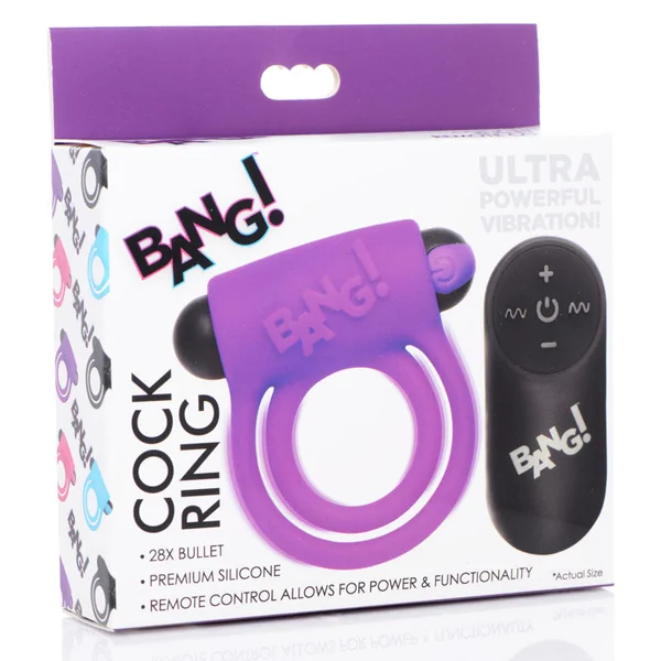 Bang Silicone Cock Ring and Bullet - Vibrating Cock Ring with Wireless Remote in Black