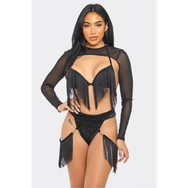 Bear Dance 3 Pc. Fringe Shrug, Top And Short Set*