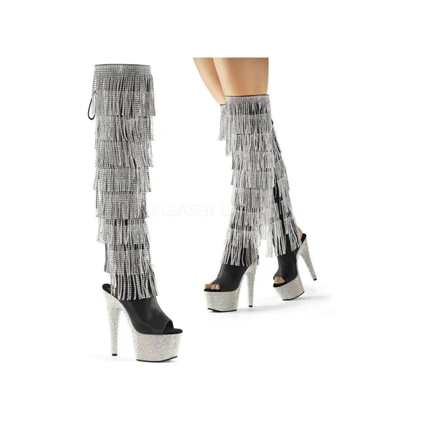 BEJEWELED-3019RSF-7 Platform Boot | Black Faux Leather