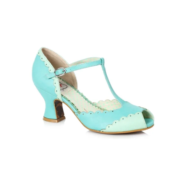 Bettie Page Carlie Vintage Pump | Turquoise Faux Leather