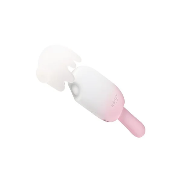 Bite Me Sucking Tapping and Vibrating Silicone Rechargeable Cream Pop Stimulator – Pink/White