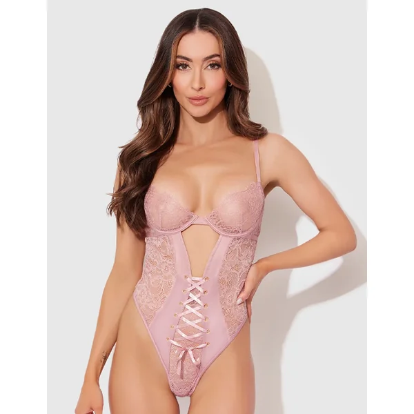 Blair Lace Up Look Underwire Teddy