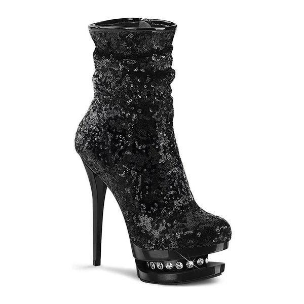BLONDIE-R-1009 Exotic Boot | Black Sequins