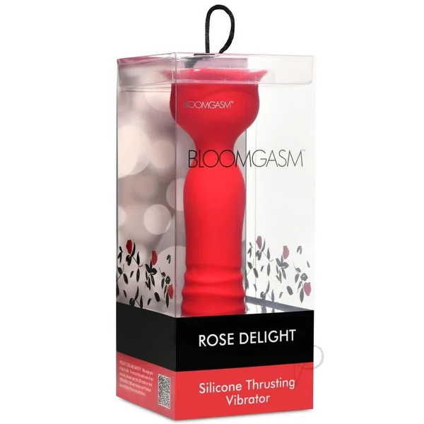 Bloomgasm Rose Delight Rechargeable Silicone Thrusting Vibrator - Red