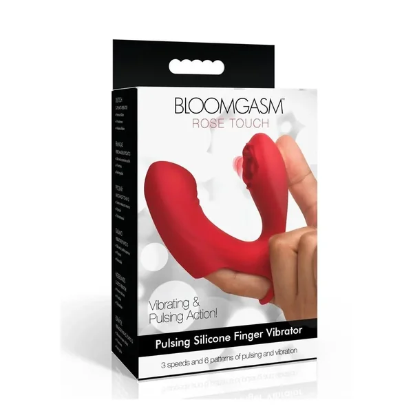 Bloomgasm Rose Touch Pulsing Rechargeable Silicone Finger Vibrator – Double the Sensation, Double the Pleasure!