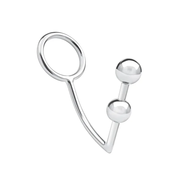 Blue Line 2 Bead Anal Hook and Cock Ring 45mm - Stainless