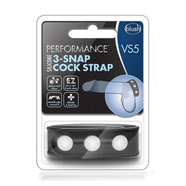 Blush Performance Black VS5 Silicone 3 Snap Cock Strap