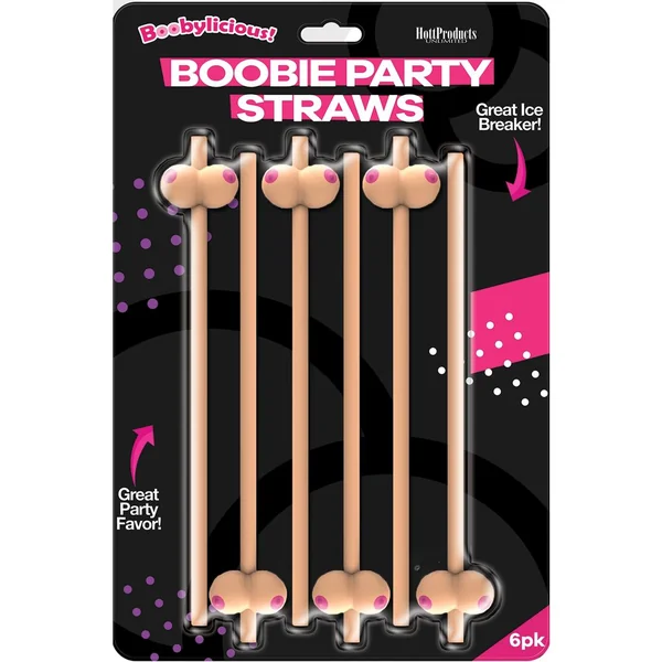Boobylicious Boobie Party Straws Tan 6 Per Pack