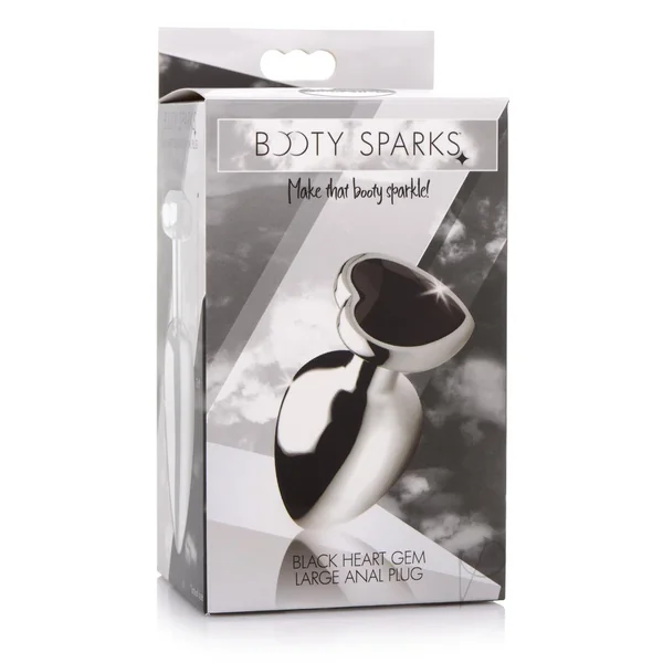 Booty Sparks Gemstones Black Heart Anal Plug - Large - Black