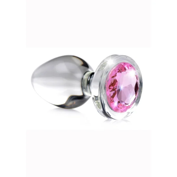 Booty Sparks Pink Gem Glass Anal Plug – Medium – Pink