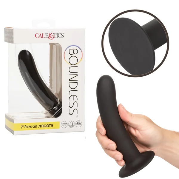 Boundless Smooth Probe Flexible Suction Cup Base Butt Plug – Black