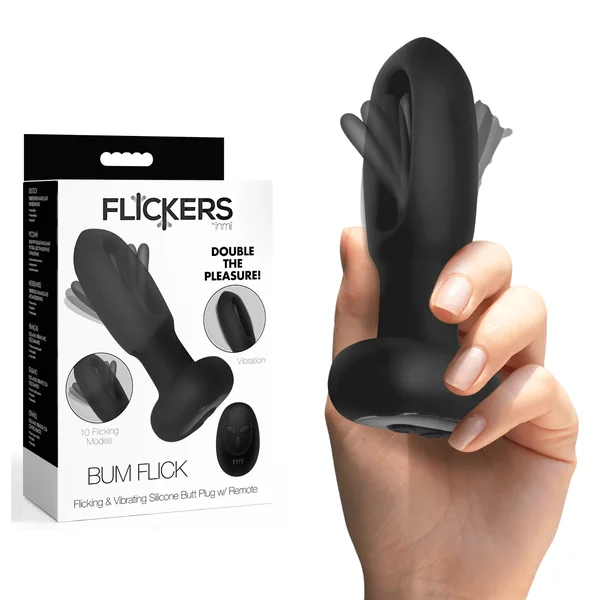 Bum Flick Vibrating and Flicking Silicone Butt Plug with Remote Control