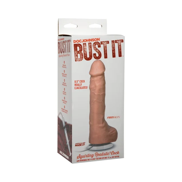 Bust It Squirting Dildo Realistic Cock White w/1oz Nut Butter