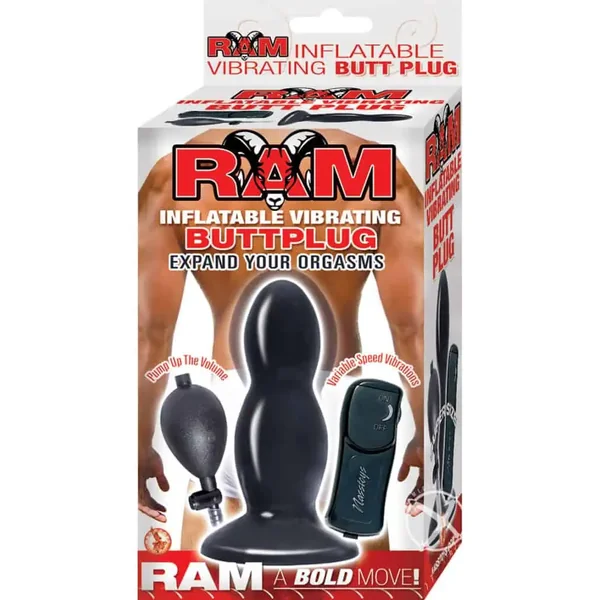 Buy Ram Inflatable Vibrating Butt Plug - Black