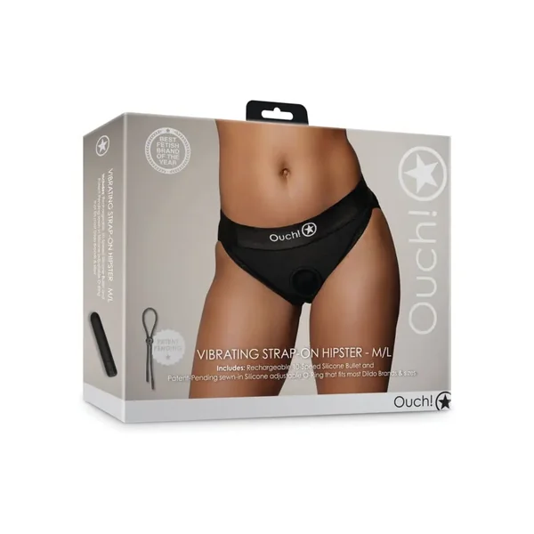 Buy Shots Ouch Vibrating Strap On Hipster - Black M/L