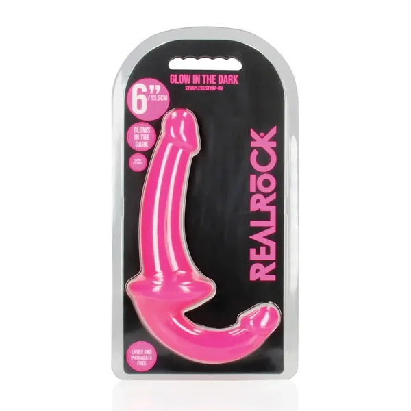 Buy Shots RealRock 6" Strapless Strap On Glow in the Dark - Neon Pink