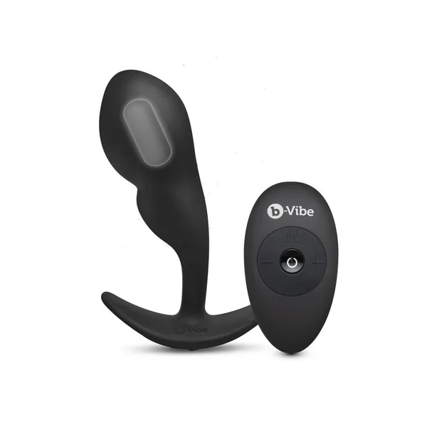B-Vibe P-Spot Rechargeable Silicone Snug Plug with Remote Control 145g – Black