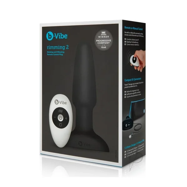 B-Vibe Rimming Plug 2 Rechargeable Silicone Anal Plug - Black