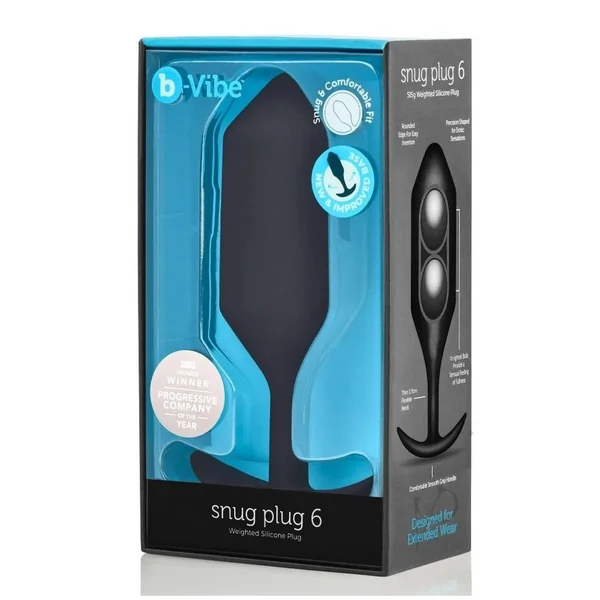 B-Vibe Snug Plug 6 Silicone Weighted Anal Plug - Black
