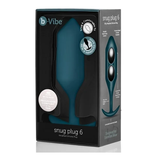 B-Vibe Snug Plug 6 Silicone Weighted Anal Plug - Marine Blue