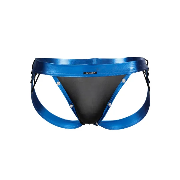 C4M Desire Jockstrap Blue Leatherette Small