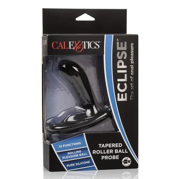 CalExotics Eclipse Tapered Roller Ball Probe Silicone USB Rechargeable Anal Plug Waterproof 4in