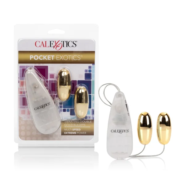 CalExotics Pocket Exotics Double Gold Bullet Vibrator Compact